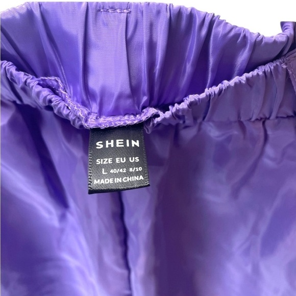 Shein Purple Pant Windbreaker Festival Oversized Cuffed Black Zipper Pant SZ L - Picture 12 of 13